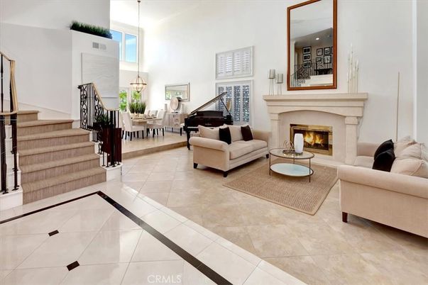 Dining room, Fireplace, Interior, Living room, Pendant Lights, Piano, Recessed Lighting
