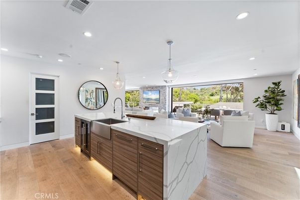 Interior, Kitchen, Living room, Pendant Lights, Recessed Lighting, Wood Texture Flooring