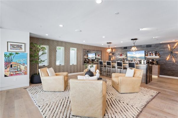Dining room, Interior, Living room, Pendant Lights, Recessed Lighting, Wood Texture Flooring