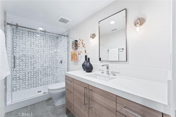 Bathroom, Glass Shower, Interior, Recessed Lighting