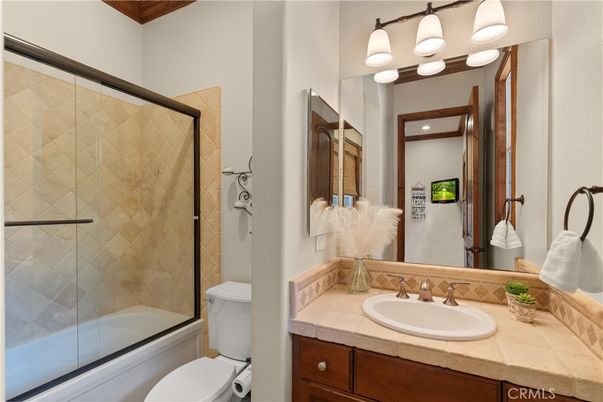 Bathroom, Glass Shower, Interior, Recessed Lighting, Tile Countertops