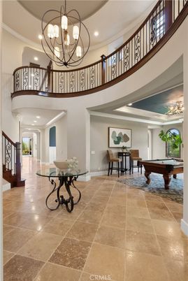 Billiard Table, Chandelier, Game Room, Interior, Recessed Lighting