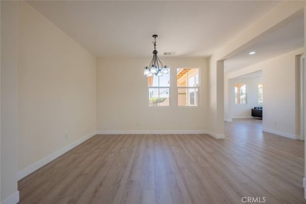 Chandelier, Empty room, Interior, Pendant Lights, Recessed Lighting, Wood Texture Flooring