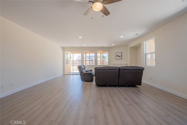 Empty room, Interior, Living room, Recessed Lighting, Wood Texture Flooring