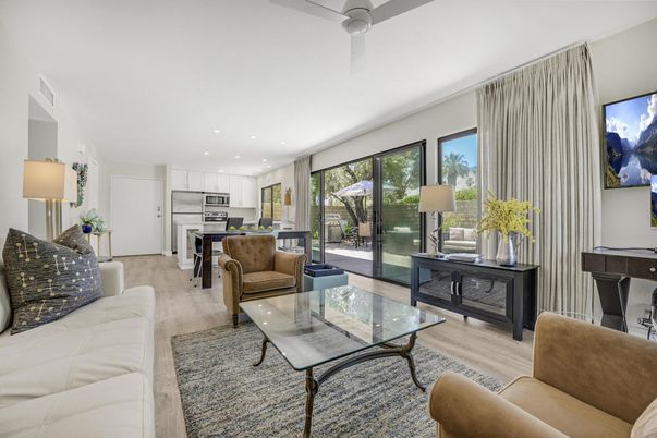 Interior, Kitchen, Living room, Recessed Lighting, Stainless Steel Appliances, Wood Texture Flooring