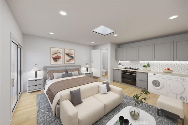 Bedroom, Interior, Kitchen, Living room, Recessed Lighting, Wood Texture Flooring