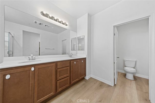 Bathroom, Dual Sink Vanities, Interior, Wood Texture Flooring