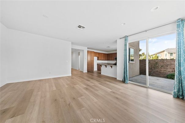 Empty room, Interior, Kitchen, Recessed Lighting, Wood Texture Flooring