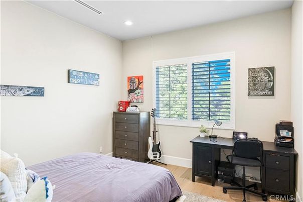 Bedroom, Home Office, Interior, Recessed Lighting, Wood Texture Flooring