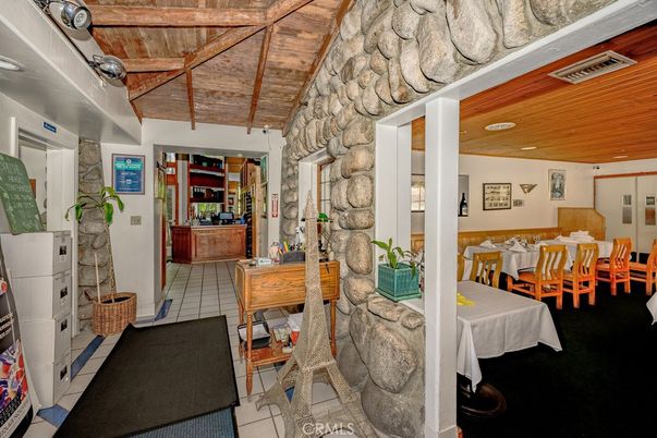 Dining room, Interior, Stone Walls, Wooden Ceilings