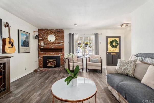 Fireplace, Interior, Living room, Stone Walls, Wood Texture Flooring