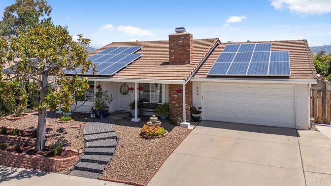Attached, Exterior, Facade, Brick Facade, Solar Panels, Ranch