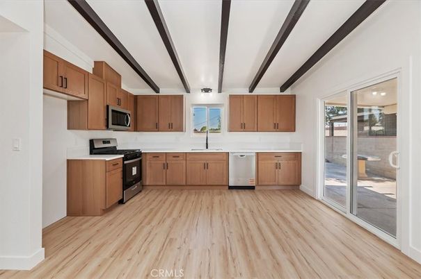 Interior, Kitchen, Stainless Steel Appliances, Wood Texture Flooring