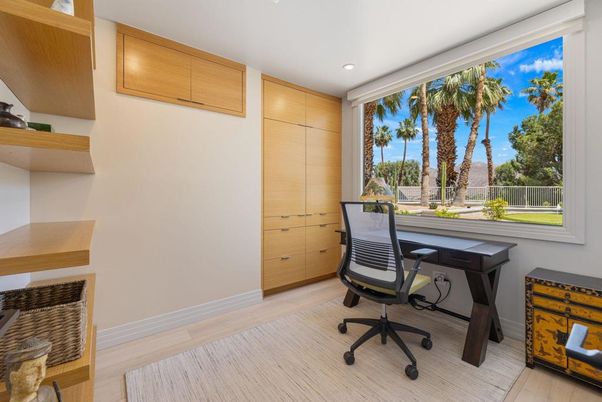 Home Office, Interior, Recessed Lighting, Wood Texture Flooring
