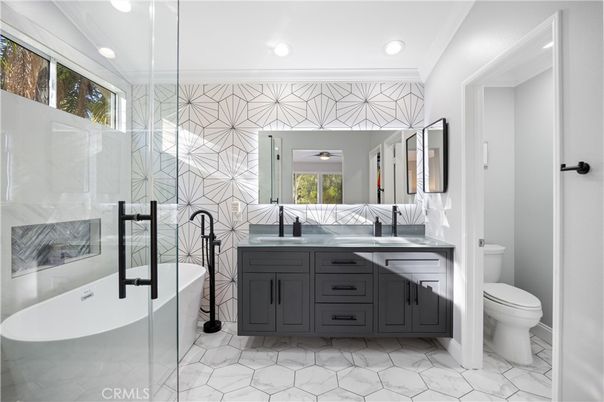 Bathroom, Glass Shower, Interior, Marble, Recessed Lighting
