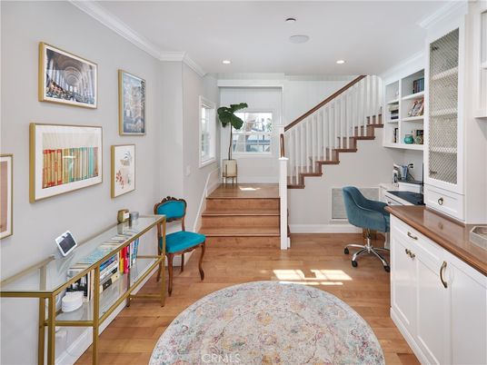 Home Office, Interior, Recessed Lighting, Wood Texture Flooring