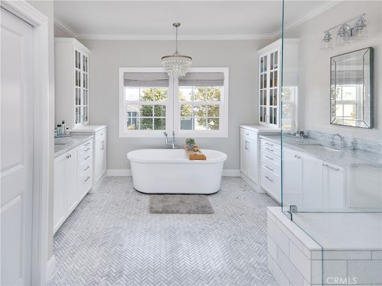 Bathroom, Chandelier, Dual Sink Vanities, Free Standing Baths, Interior