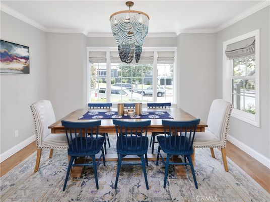 Chandelier, Dining room, Interior, Wood Texture Flooring