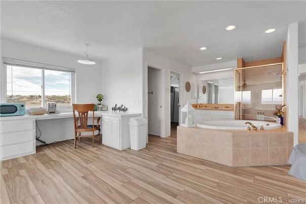 Bathroom, Interior, Recessed Lighting, Wood Texture Flooring
