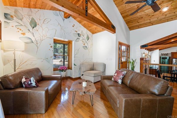 Dining room, Interior, Living room, Recessed Lighting, Wooden Beams, Wooden Ceilings, Wood Texture Flooring