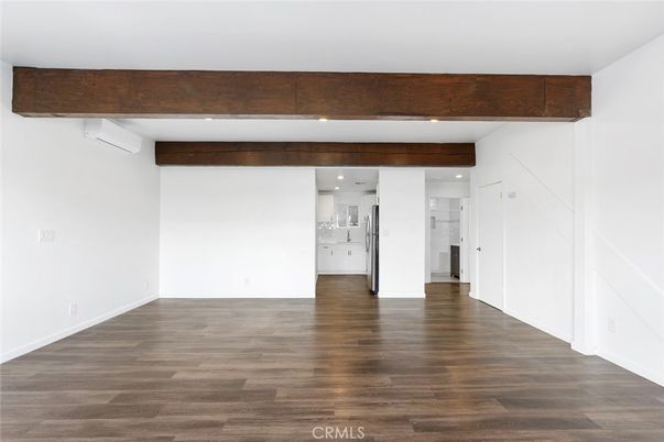 Empty room, Interior, Recessed Lighting, Wooden Beams, Wood Texture Flooring