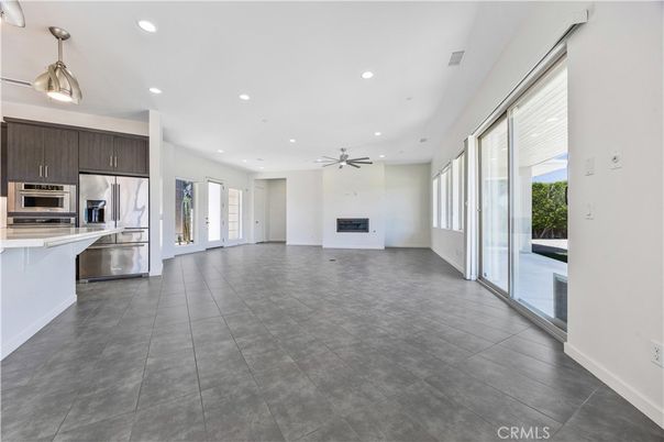 Empty room, Interior, Kitchen, Pendant Lights, Recessed Lighting, Stainless Steel Appliances