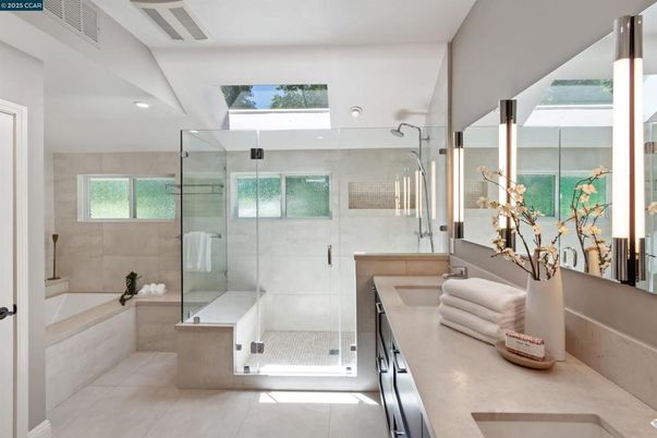 Bathroom, Glass Shower, Interior, Recessed Lighting