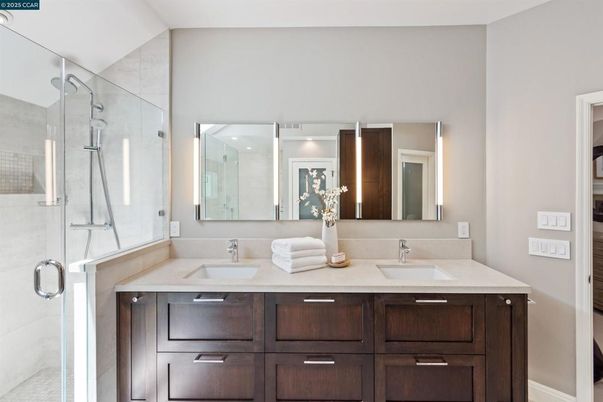 Bathroom, Dual Sink Vanities, Glass Shower, Interior