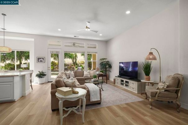 Interior, Living room, Recessed Lighting, Wood Texture Flooring