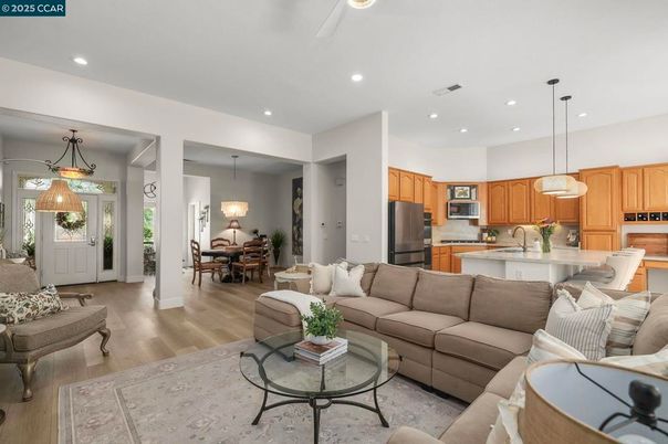 Dining room, Interior, Kitchen, Living room, Pendant Lights, Recessed Lighting, Wood Texture Flooring