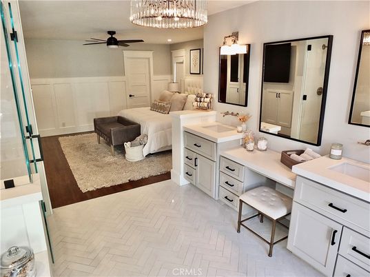 Bathroom, Bedroom, Chandelier, Dual Sink Vanities, Interior, Recessed Lighting