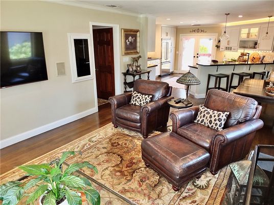 Interior, Kitchen, Living room, Pendant Lights, Recessed Lighting, Wood Texture Flooring