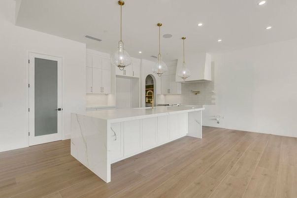 Interior, Kitchen, Pendant Lights, Recessed Lighting, Wood Texture Flooring