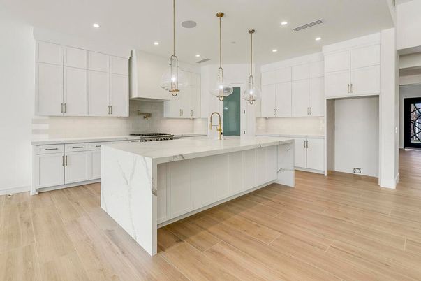 Interior, Kitchen, Pendant Lights, Recessed Lighting, Wood Texture Flooring