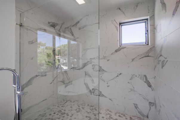 Bathroom, Glass Shower, Interior, Marble Walls