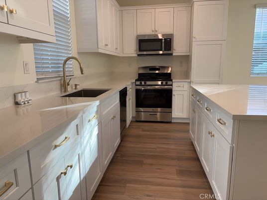 Interior, Kitchen, Stainless Steel Appliances, Wood Texture Flooring