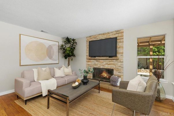 Fireplace, Interior, Living room, Stone Walls, Wood Texture Flooring