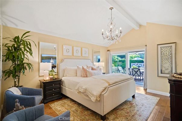Bedroom, Chandelier, Interior, Wood Texture Flooring