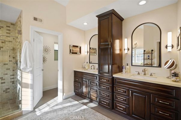 Bathroom, Dual Sink Vanities, Glass Shower, Interior, Recessed Lighting