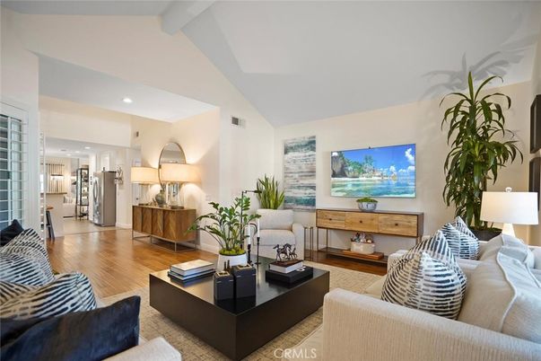 Interior, Kitchen, Living room, Recessed Lighting, Stainless Steel Appliances, Wood Texture Flooring