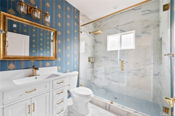 Bathroom, Glass Shower, Interior, Marble, Marble Walls