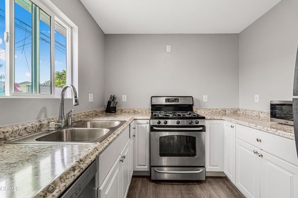 Interior, Kitchen, Stainless Steel Appliances, Wood Texture Flooring