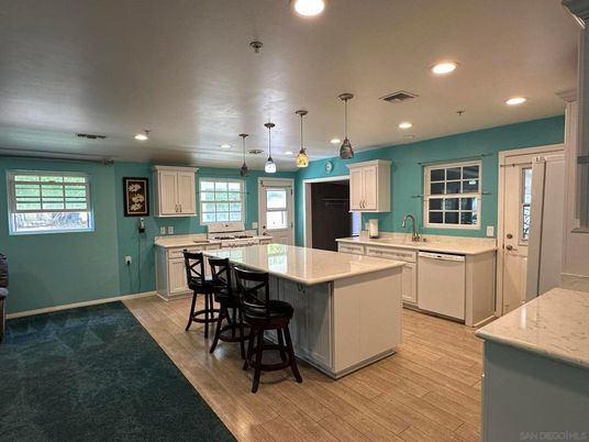 Interior, Kitchen, Pendant Lights, Recessed Lighting, Wood Texture Flooring