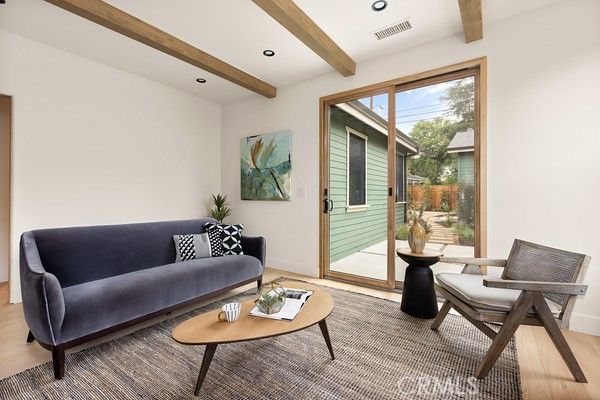 Interior, Living room, Recessed Lighting, Wooden Beams, Wood Texture Flooring