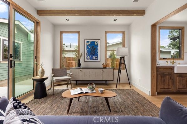 Bathroom, Interior, Living room, Recessed Lighting, Wooden Beams, Wood Texture Flooring