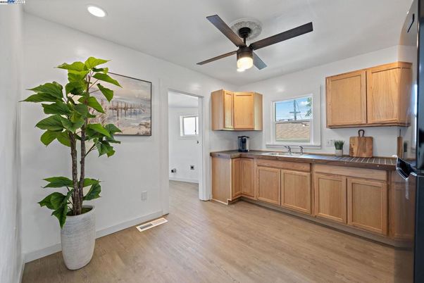 Interior, Kitchen, Recessed Lighting, Wood Texture Flooring