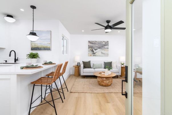 Interior, Kitchen, Pendant Lights, Recessed Lighting, Wood Texture Flooring