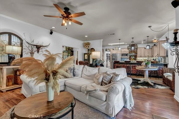 Interior, Kitchen, Living room, Pendant Lights, Recessed Lighting, Stainless Steel Appliances, Wood Texture Flooring