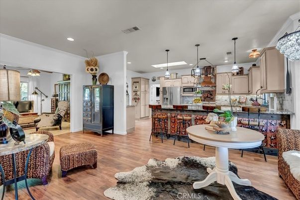 Interior, Kitchen, Living room, Pendant Lights, Recessed Lighting, Stainless Steel Appliances, Wood Texture Flooring