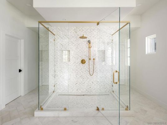 Bathroom, Glass Shower, Interior, Marble, Marble Walls